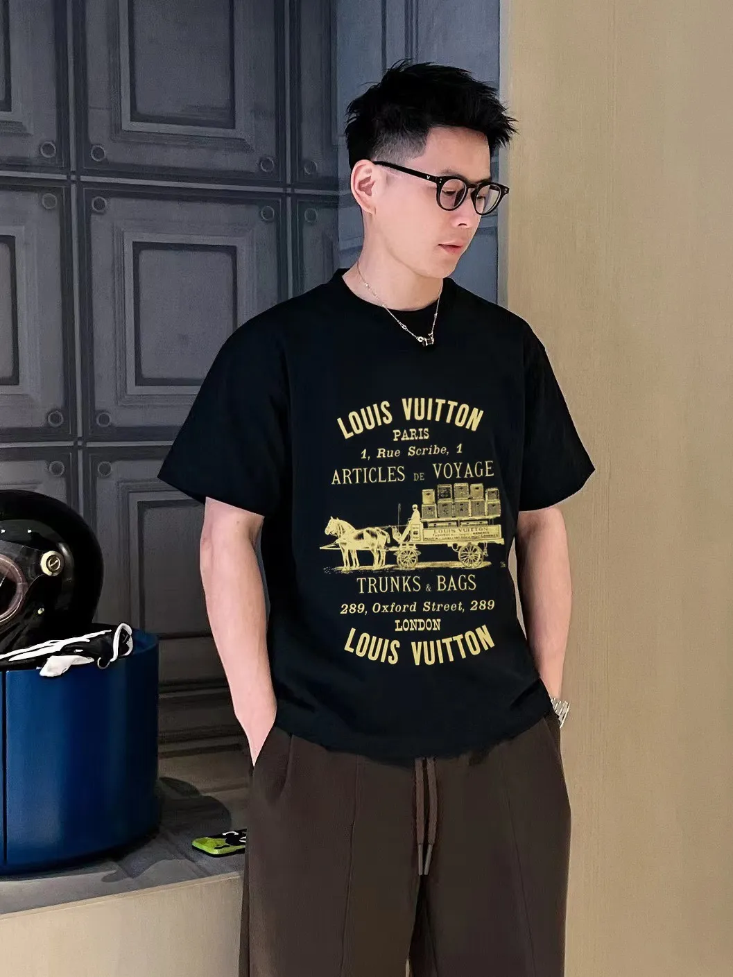 Louis Vuitton/Louis Vuitton carriage slogan printed short sleeves